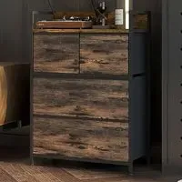 4 Drawer Chest with Top Shelf - Brown, Wood Effect
