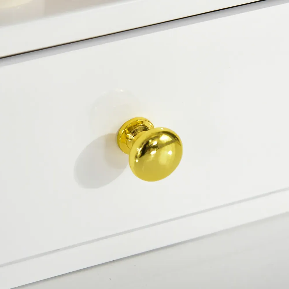 4 Drawer Dressing Table Set with LED Mirror and Stool - White