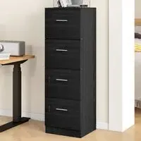 4 Drawer File Cabinet with Lock - Black, Wood Effect