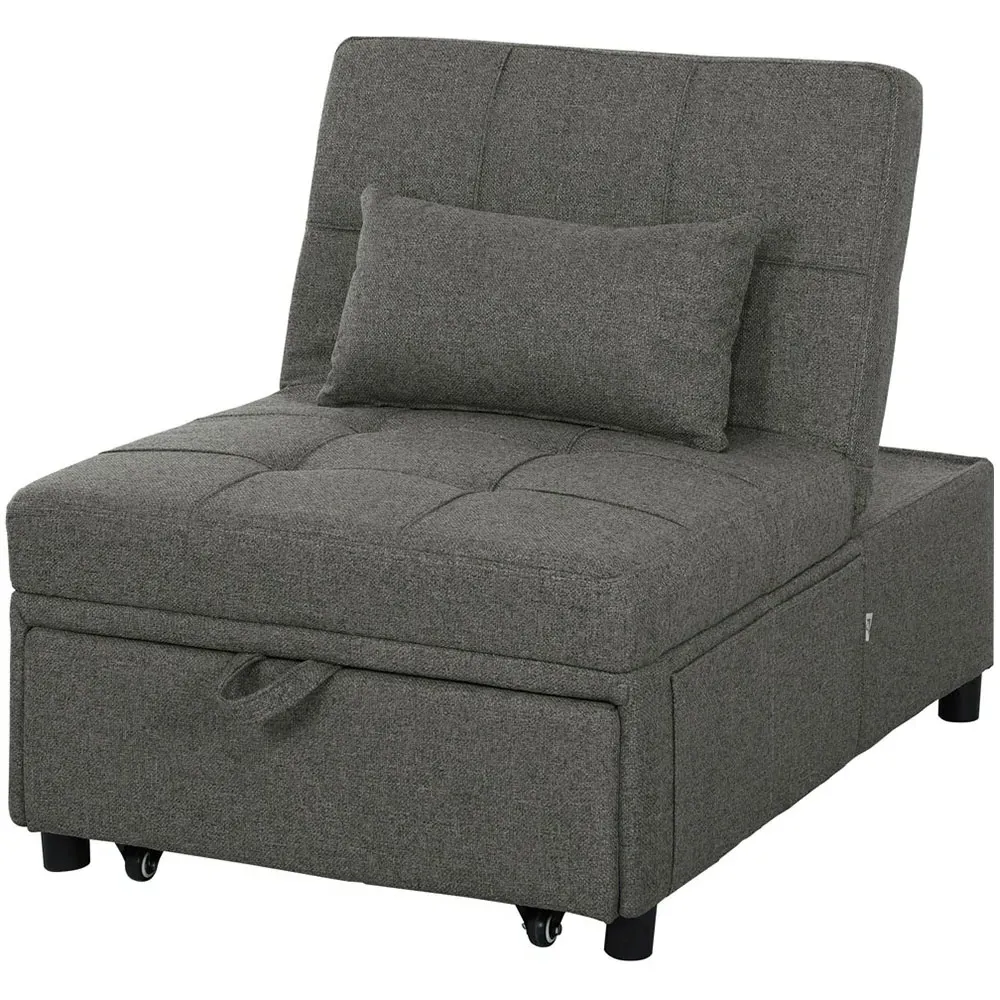 4-in-1 Pull Out Sleeper Chair Bed with Pockets - Charcoal Grey