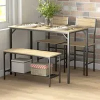 4-Seater Dining Bench Set - Natural