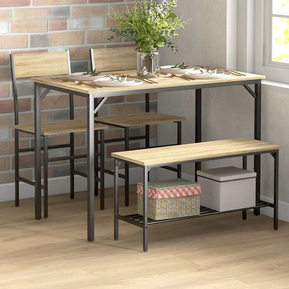 4-Seater Dining Bench Set - Natural image