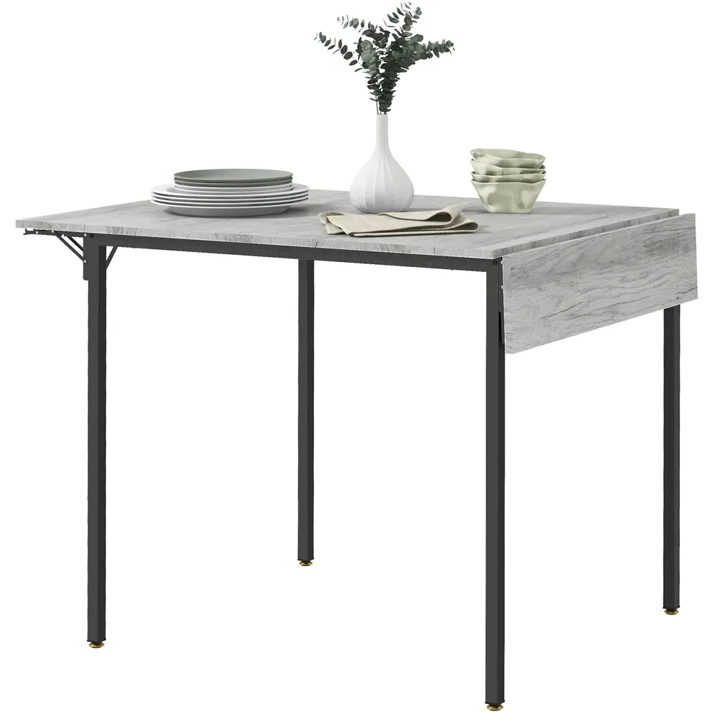 4-Seater Drop Leaf Dining Table - Grey