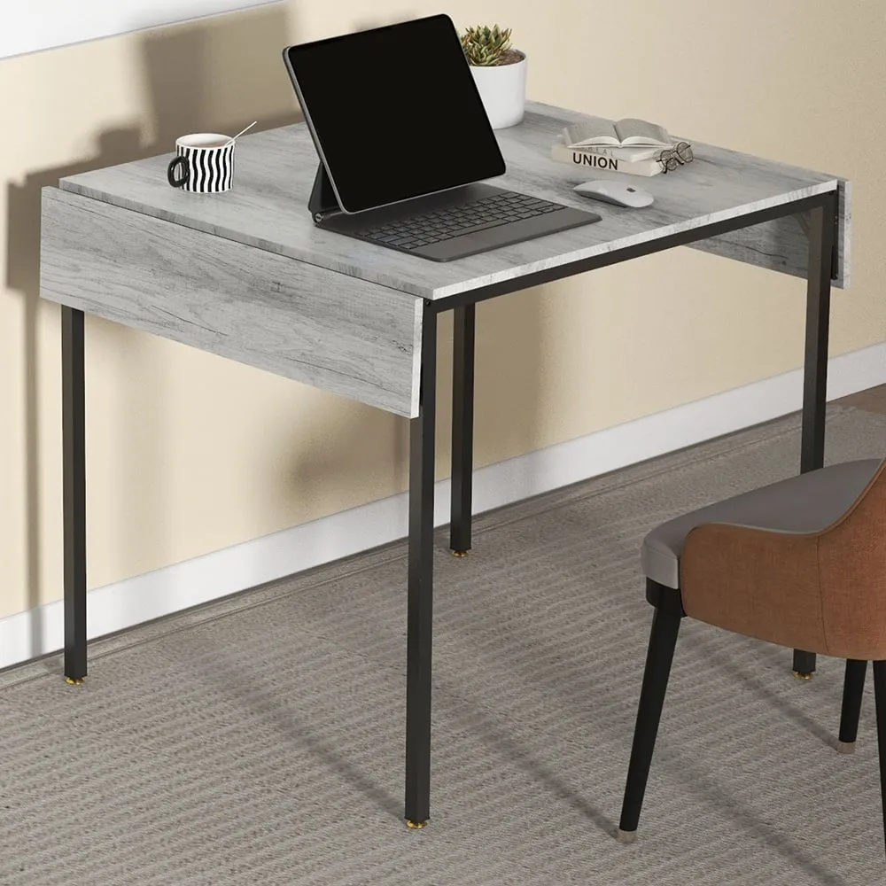 4-Seater Drop Leaf Dining Table - Grey