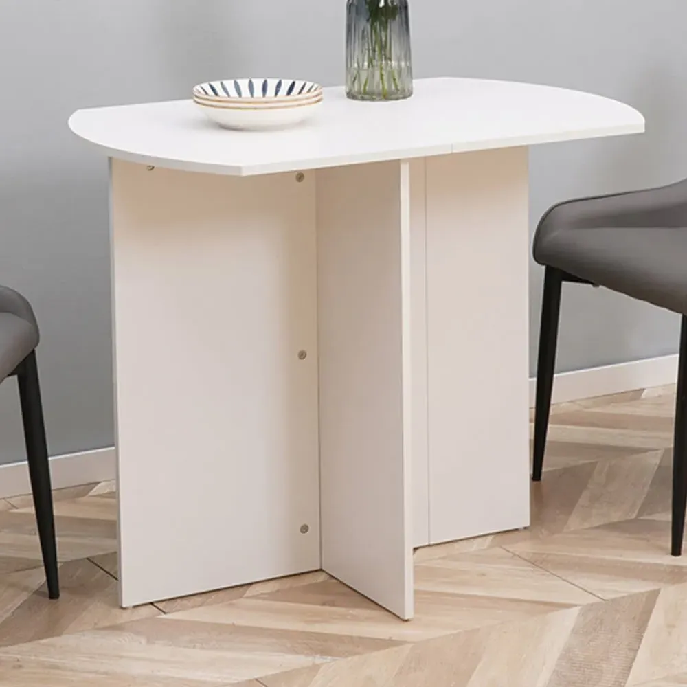 4-Seater Drop Leaf Dining Table - White, Particle Board image