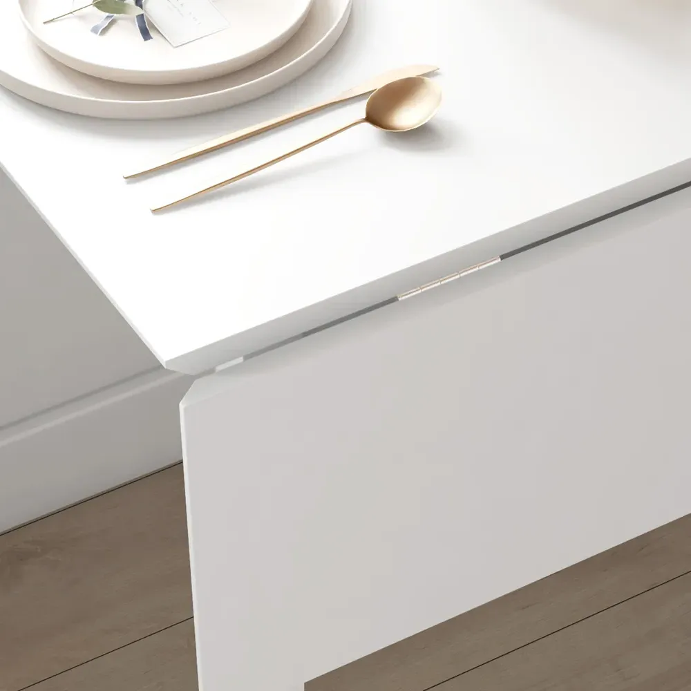 4-Seater Drop Leaf Dining Table - White, Pine Wood