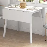 4-Seater Drop Leaf Dining Table - White, Pine Wood