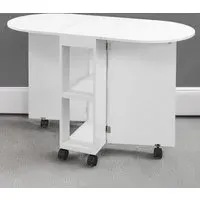4-Seater Drop Leaf Dining Table with Storage - White