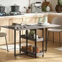 4-Seater Foldable Dining Table with Storage - Grey