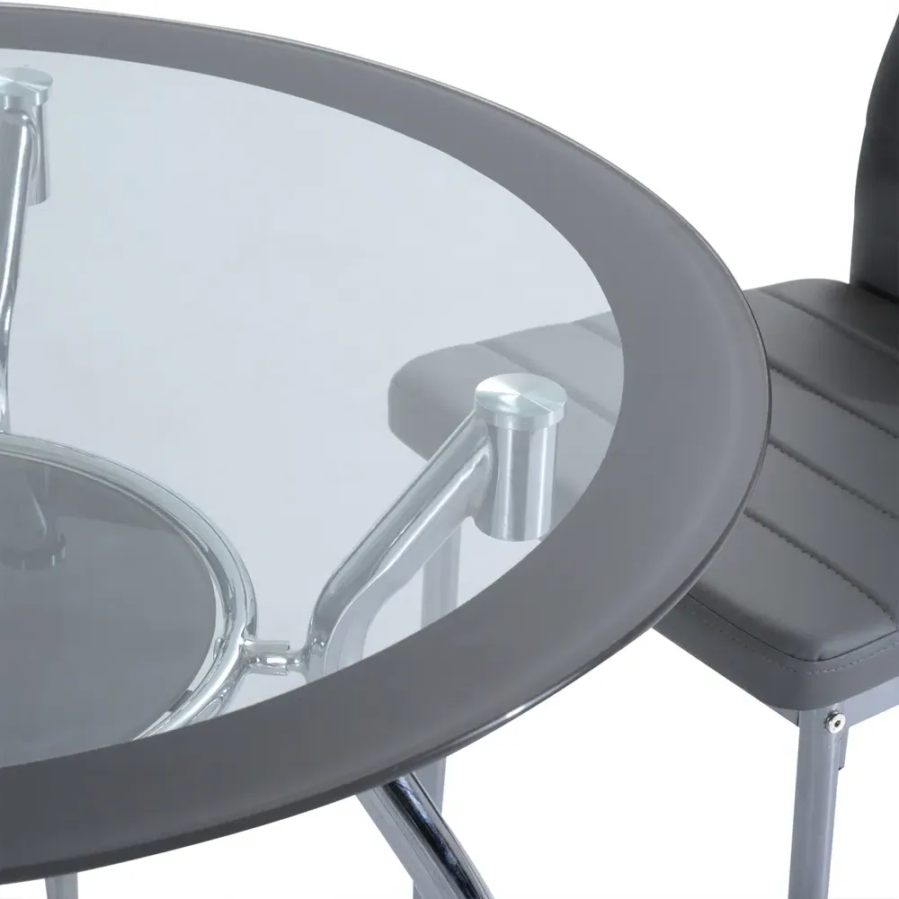 4 Seater Round Dining Table Set - Grey