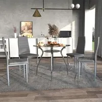 4 Seater Round Dining Table Set - Grey