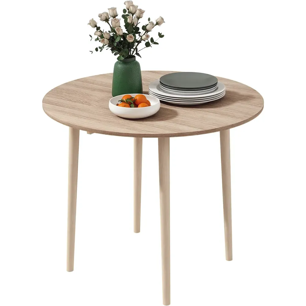 4-Seater Round Drop Leaf Dining Table - Natural