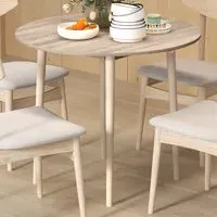 4-Seater Round Drop Leaf Dining Table - Natural