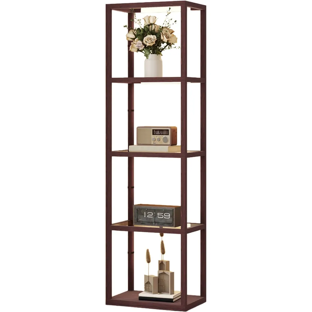 4 Shelf Floor Lamp with Dimmable LED - Brown, Glass