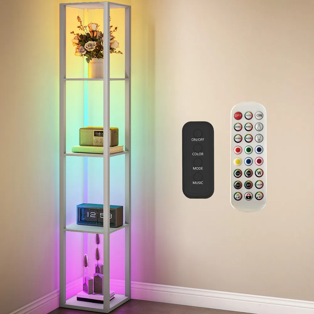 4 Shelf Floor Lamp with RGB LED - Grey