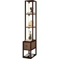 4 Shelf Floor Lamp with Storage - Brown