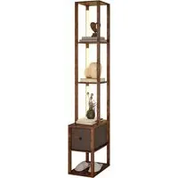 4 Shelf Floor Lamp with Storage - Brown