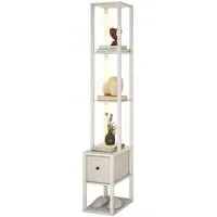 4 Shelf Floor Lamp with Storage - White