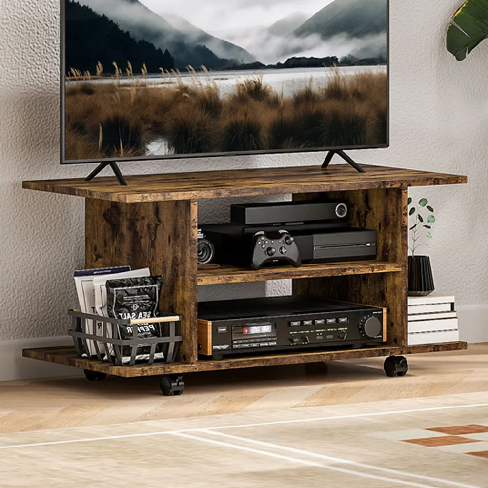 4 Shelf Mobile TV Cabinet - Brown image