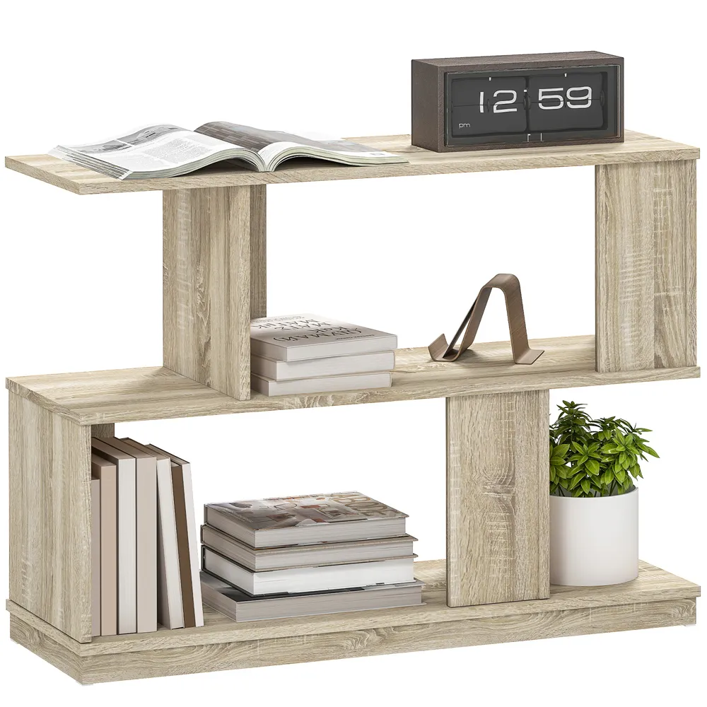 4 Shelf S Shaped Nightstand - Brown, Wood