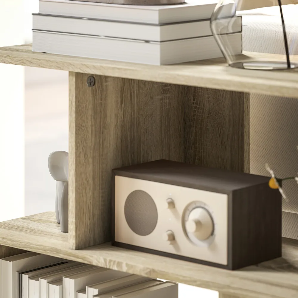 4 Shelf S Shaped Nightstand - Brown, Wood