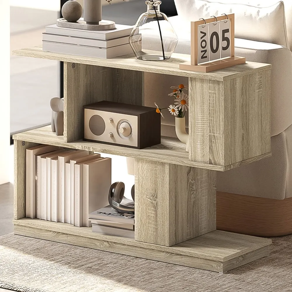 4 Shelf S Shaped Nightstand - Brown, Wood image