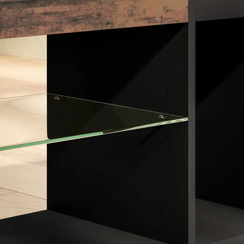 4 Shelf TV Stand with LED Lights - Brown