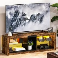 4 Shelf TV Stand with LED Lights - Brown