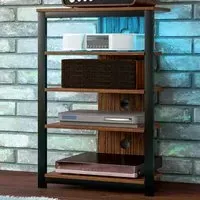 4 Shelf TV Unit with LED Lights - Brown