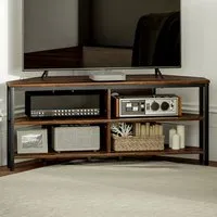 4 Shelf TV Unit with Storage - Brown