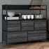 5 Drawer Chest of Drawers with Shelves - Black