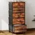 5 Drawer Chest of Drawers with Side Pockets - Brown, Fabric