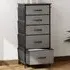 5 Drawer Chest of Drawers with Side Pockets - Grey, Fabric