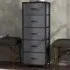 5 Drawer Chest of Drawers with Wooden Top - Grey, Fabric