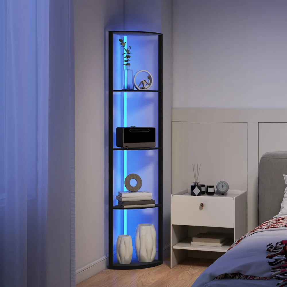 5 Shelf Floor Lamp with RGB LED - Black