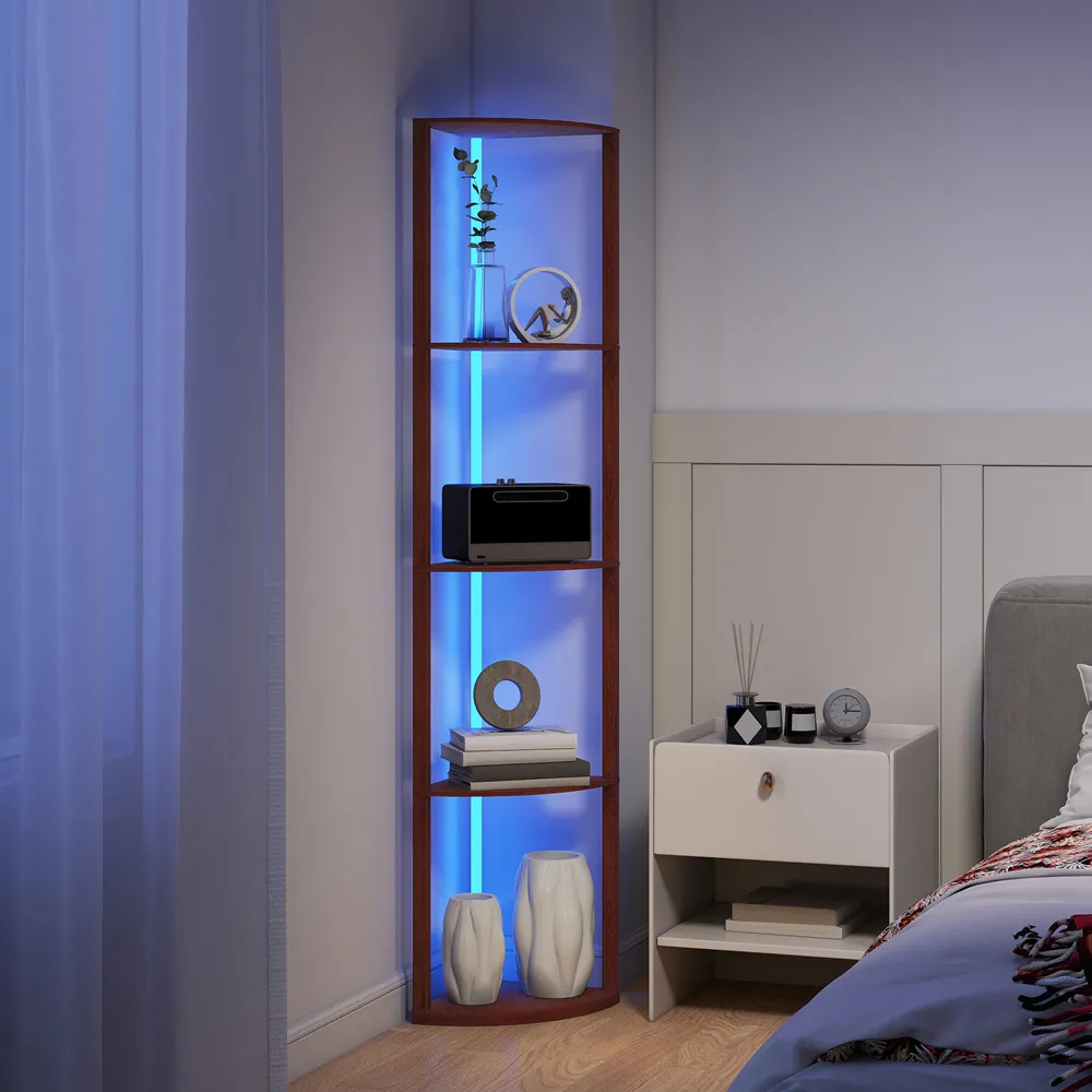 5 Shelf Floor Lamp with RGB LED - Brown