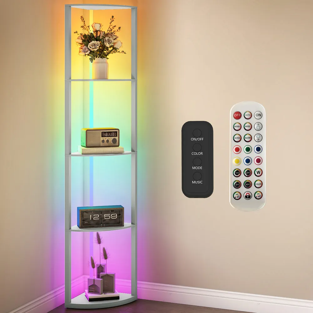 5 Shelf Floor Lamp with RGB LED - Grey
