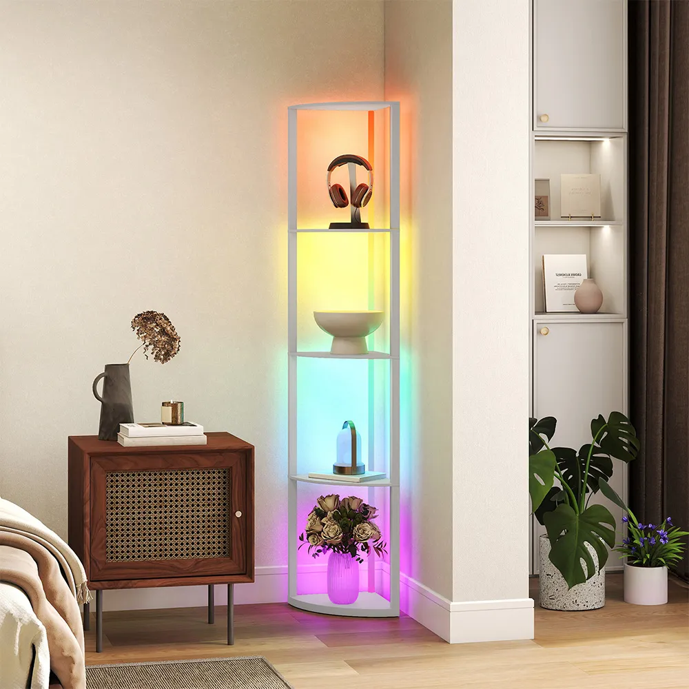 5 Shelf Floor Lamp with RGB LED - Grey