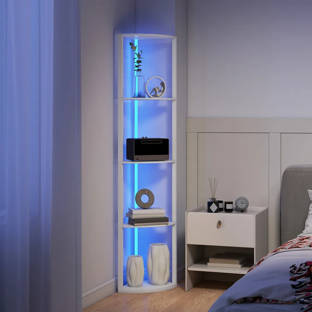 5 Shelf Floor Lamp with RGB LED - White