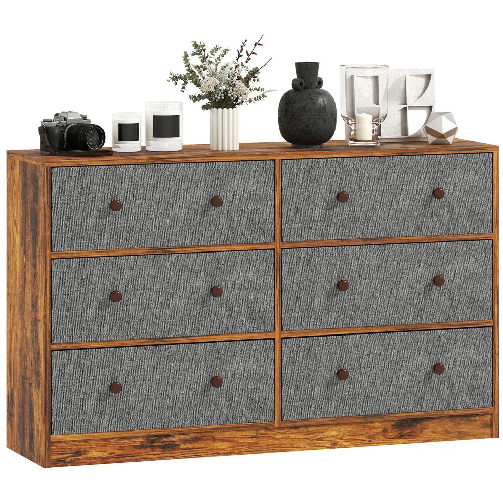 6 Drawer Chest of Drawers - Grey, MDF