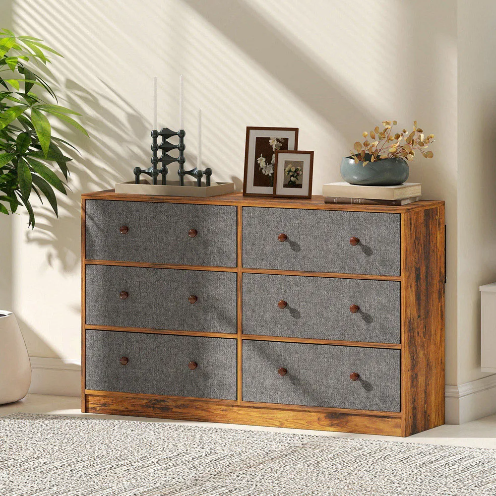 6 Drawer Chest of Drawers - Grey, MDF