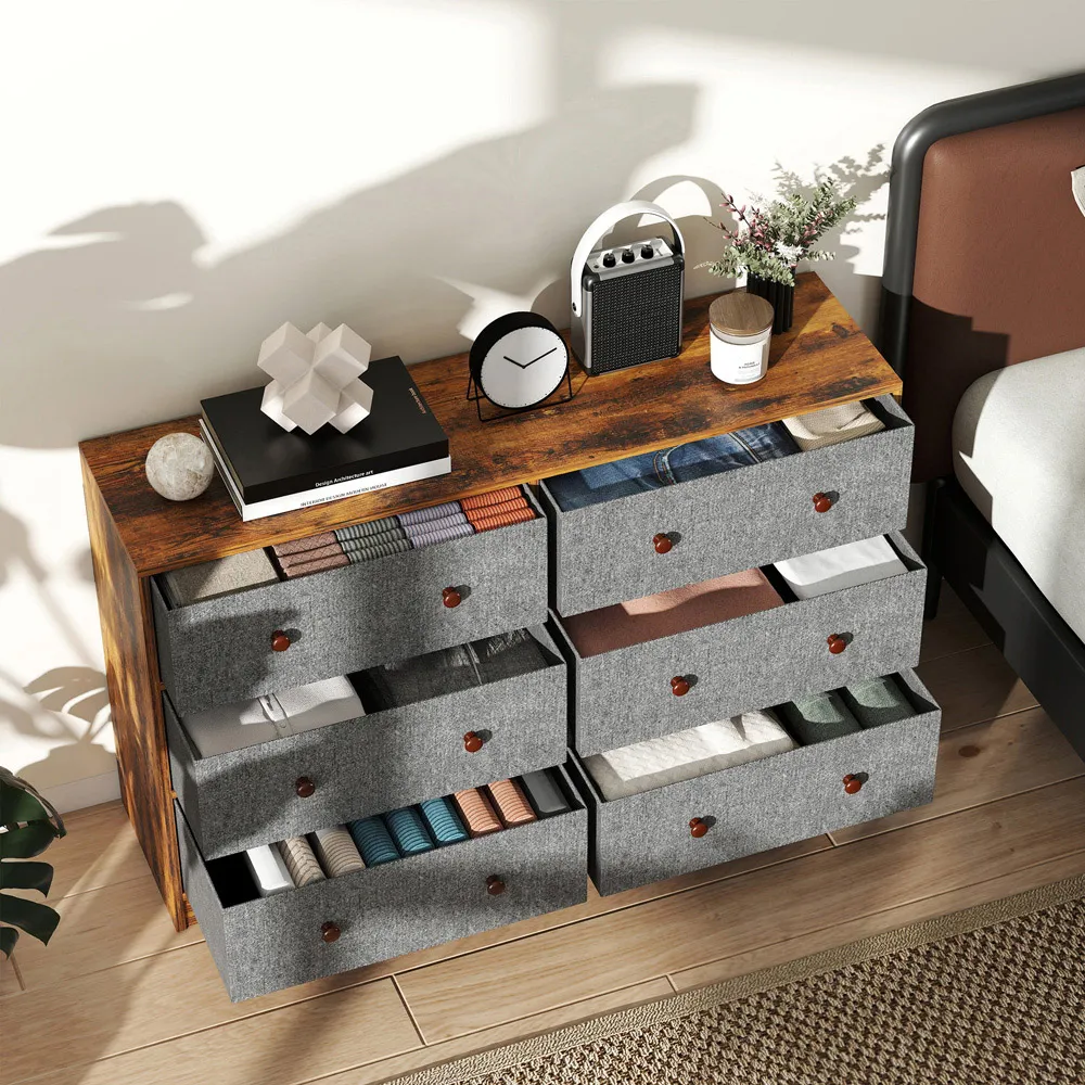 6 Drawer Chest of Drawers - Grey, MDF