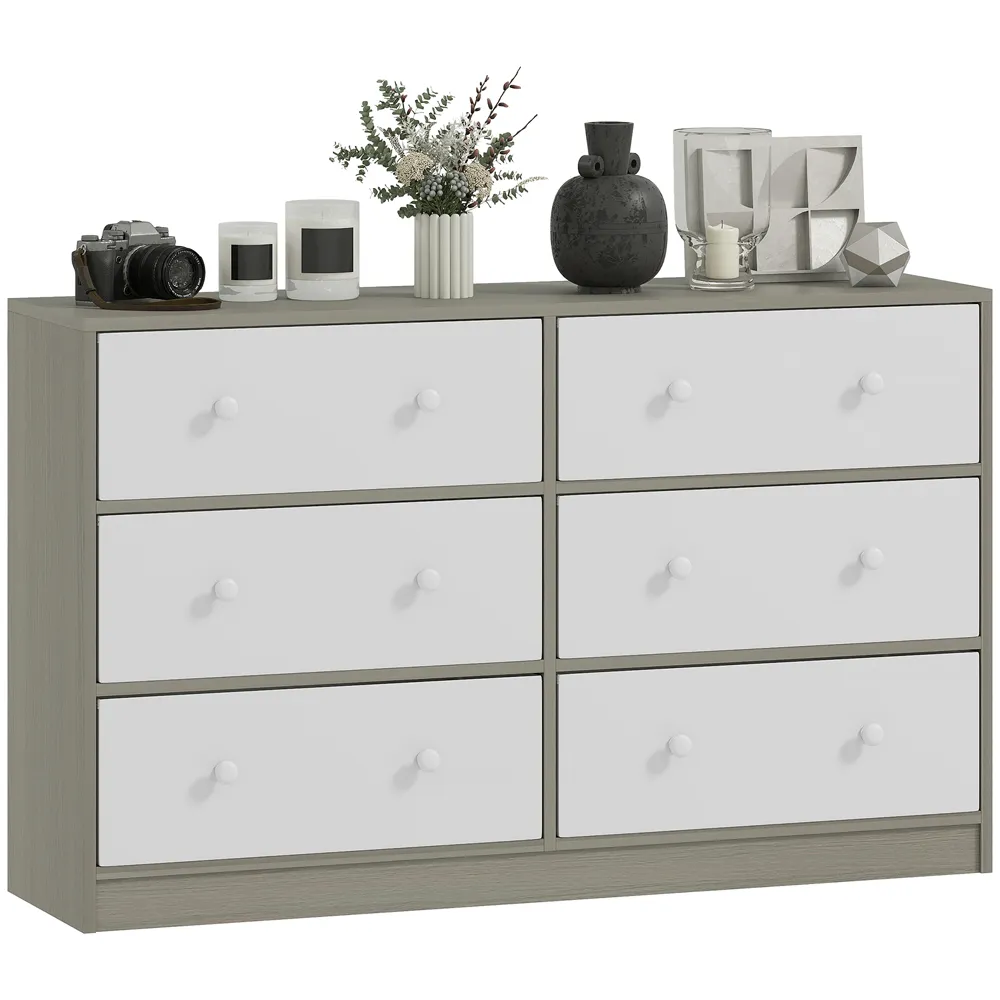 6 Drawer Chest of Drawers - White, MDF