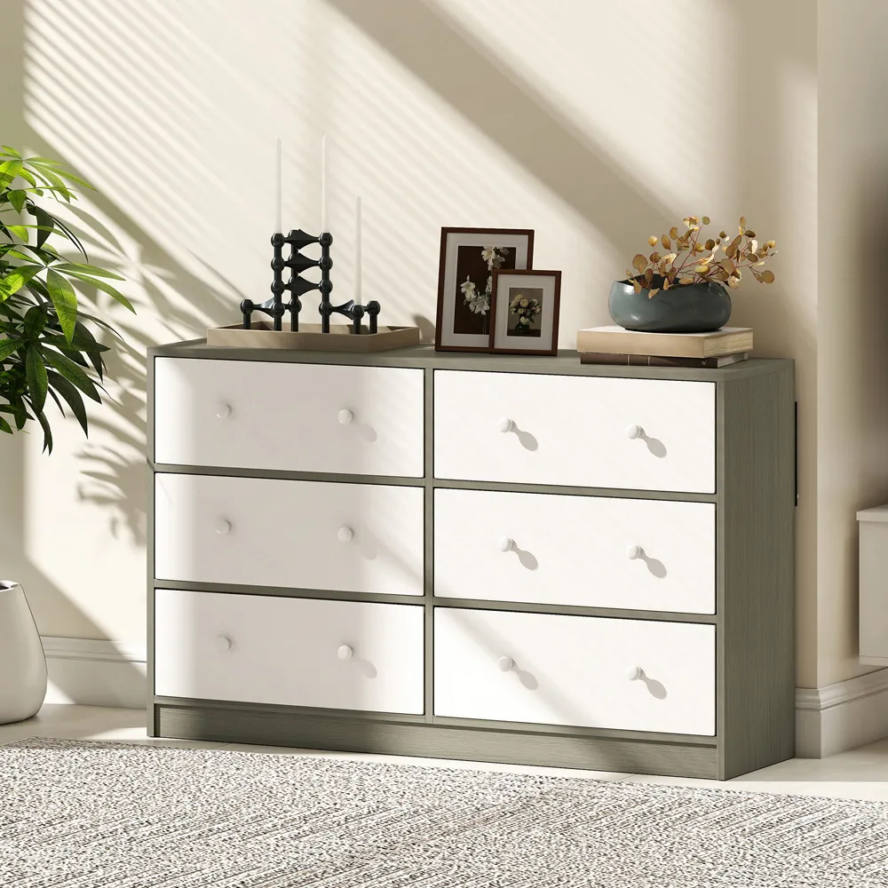 6 Drawer Chest of Drawers - White, MDF