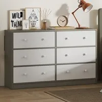 6 Drawer Chest of Drawers - White, MDF