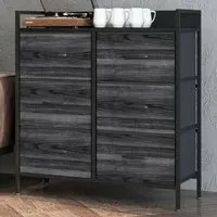 6 Drawer Chest of Drawers with Shelf - Black