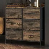 6 Drawer Chest of Drawers with Shelf - Brown, Wood Effect