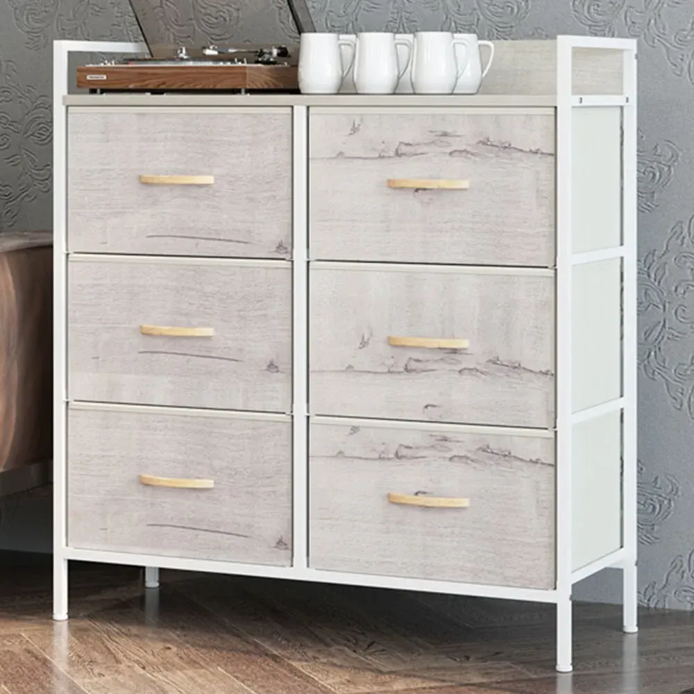 6 Drawer Chest of Drawers with Shelf - Brown