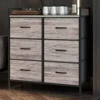 6 Drawer Chest of Drawers with Shelf - Grey, Wood Effect