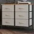 6 Drawer Chest of Drawers with Wooden Top - Cream, Fabric